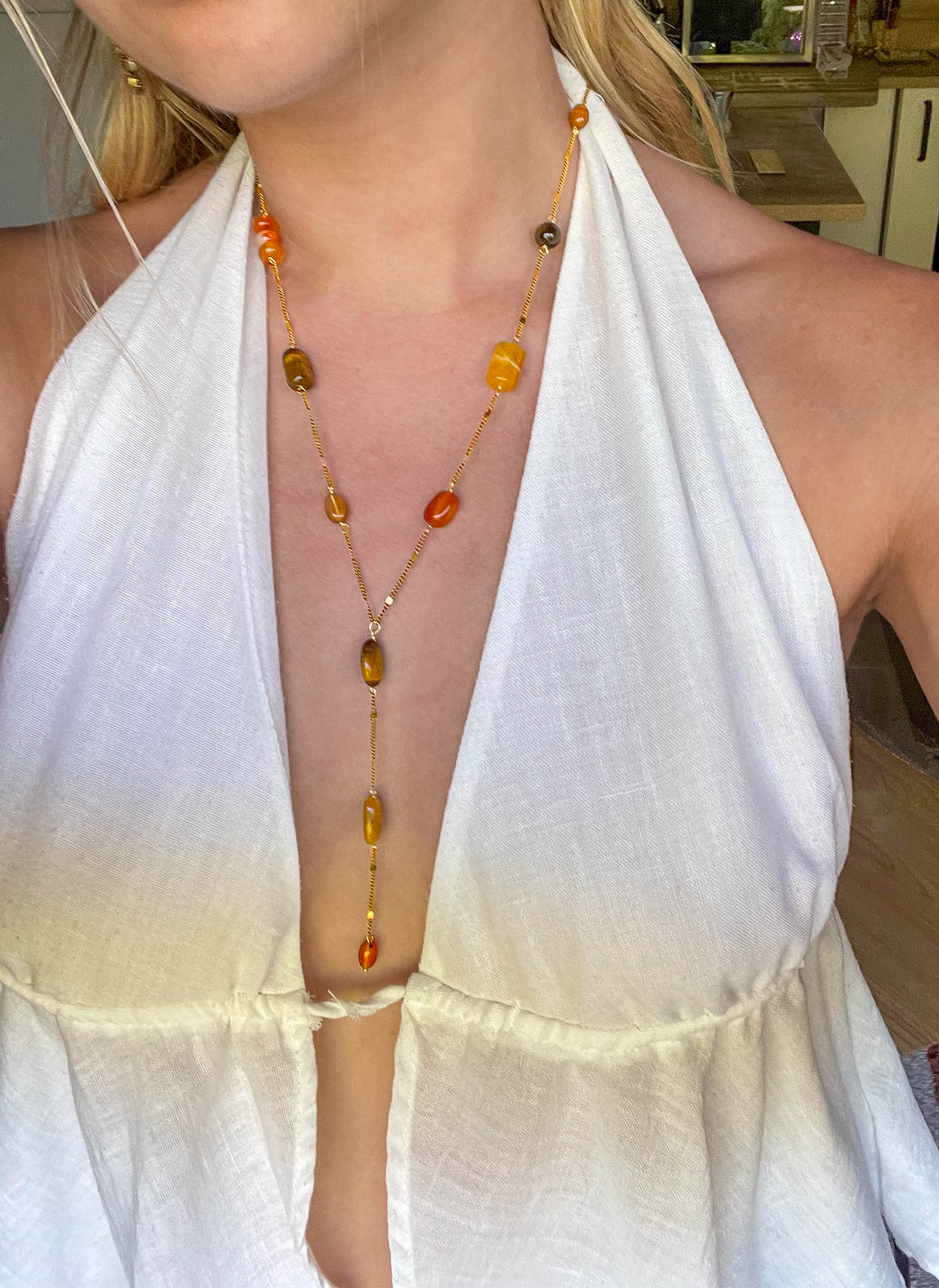 Collier cravate marron