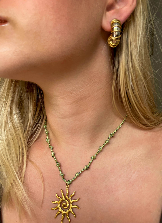 Collier cordon vert - Soleil