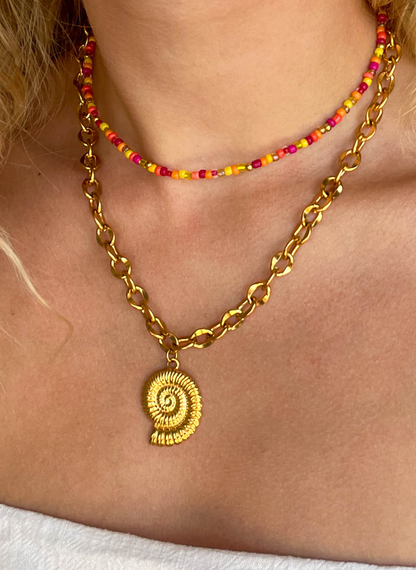Collier de perles - Rose et jaune