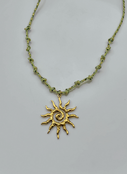 Collier cordon vert - Soleil