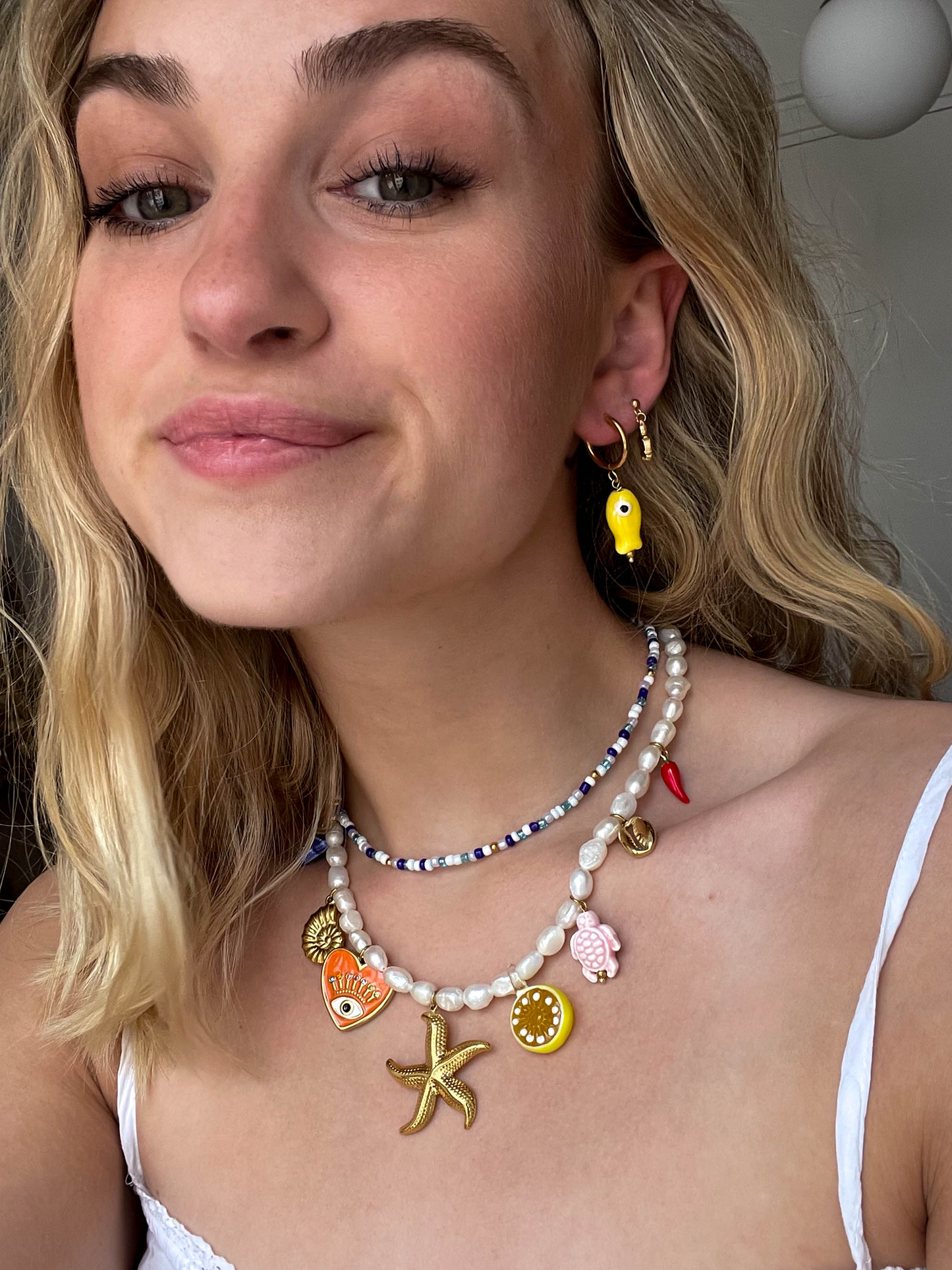 Collier de perles - bleu