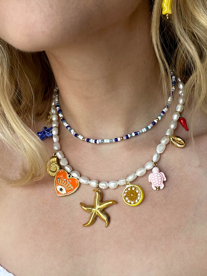 Collier de perles - bleu